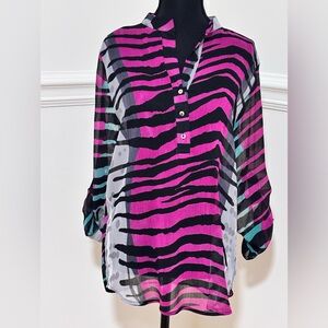 Vibrant Women's Zebra Print Blouse
